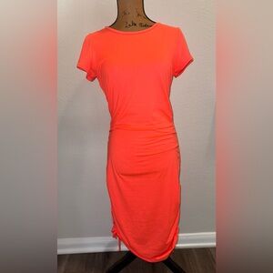 Fashion Nova Bright Orange Short sleeve Ruched Dress Size XL